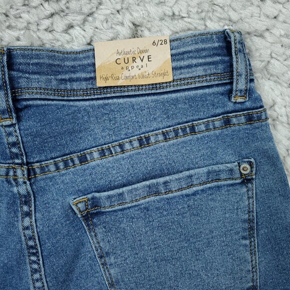 Curve Appeal Jeans High Rise Concealed Comfort Waist Straight Blue Size 6 28 - Picture 4 of 8